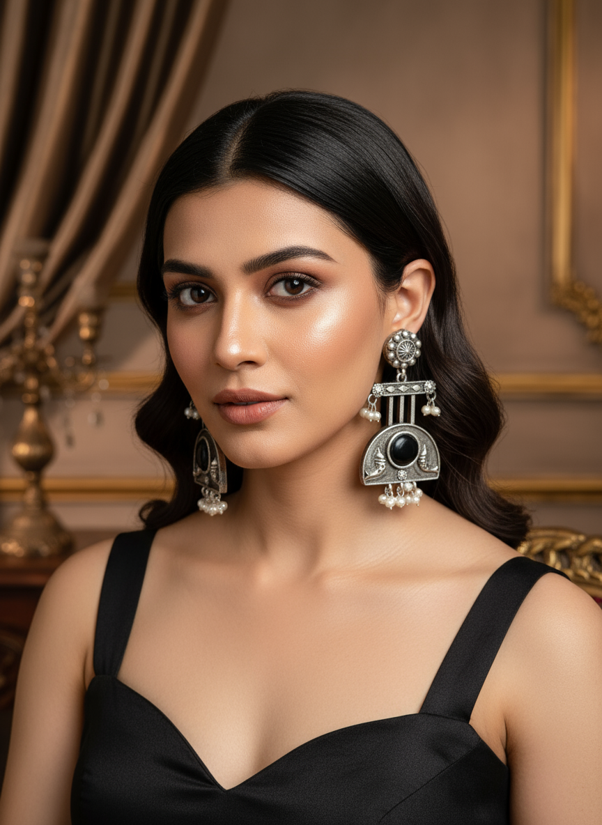 Ritika Black Earrings Aadya's Fashion Blings