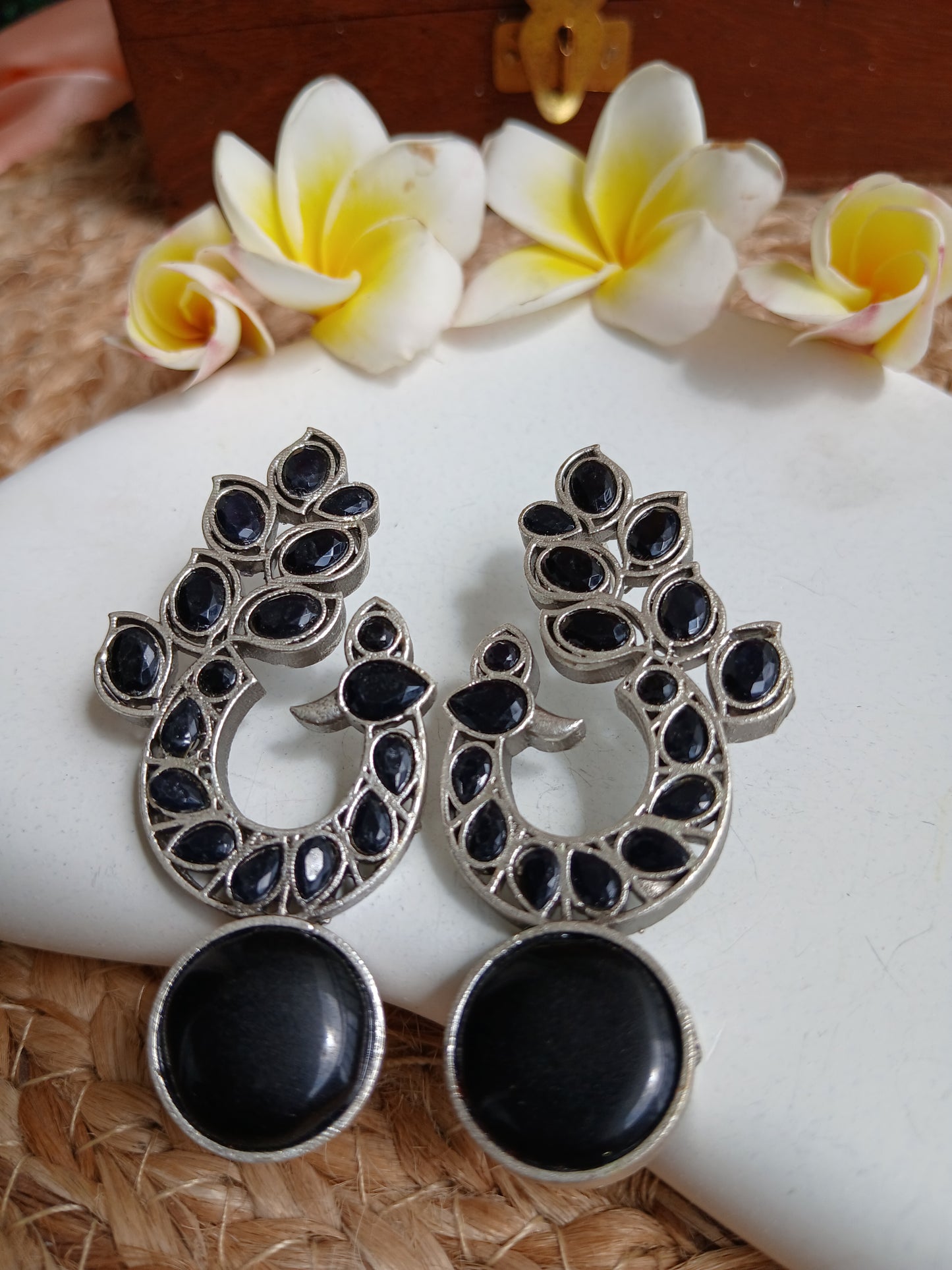 Mayurakriti Black Earrings