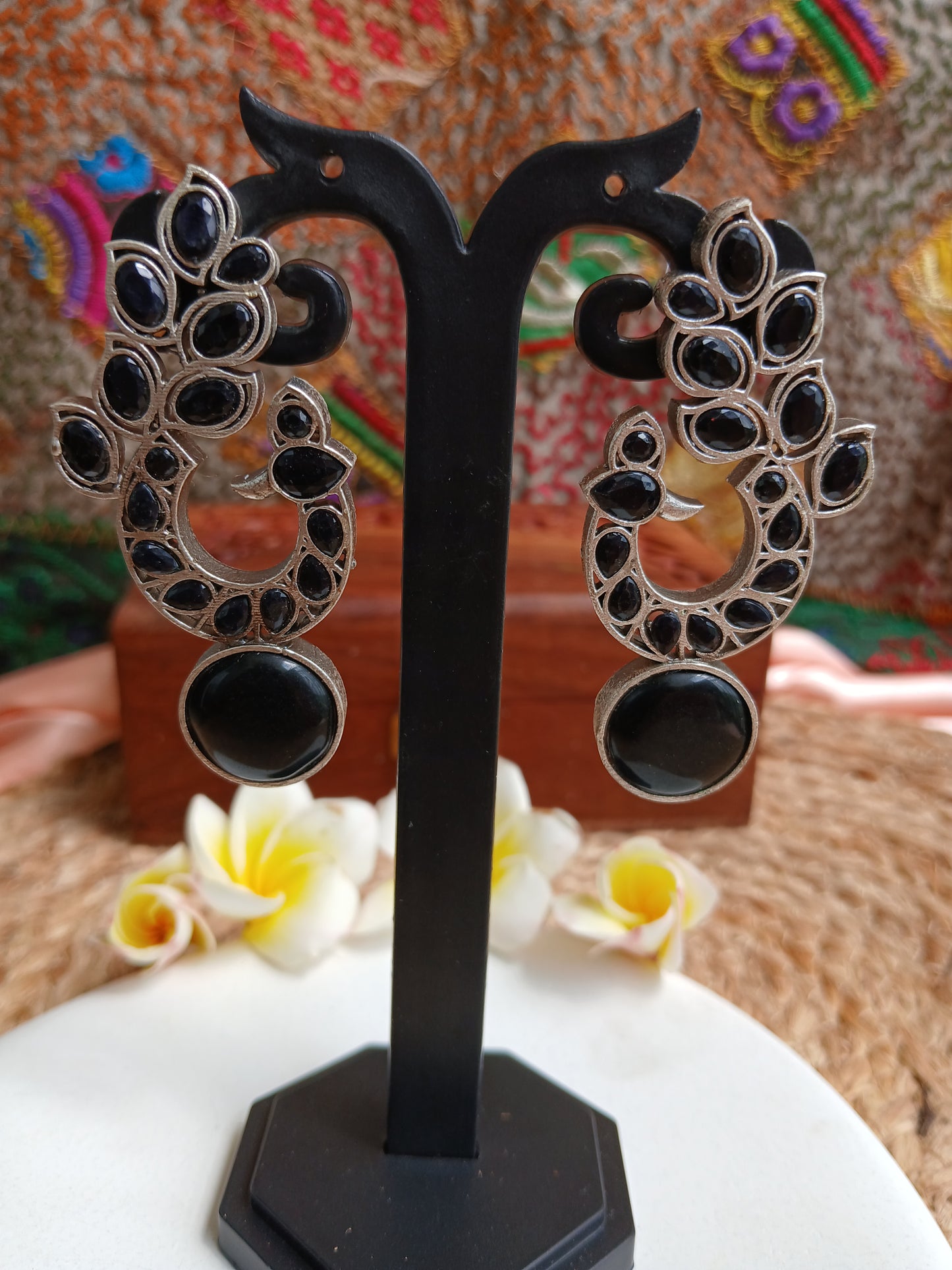 Mayurakriti Black Earrings