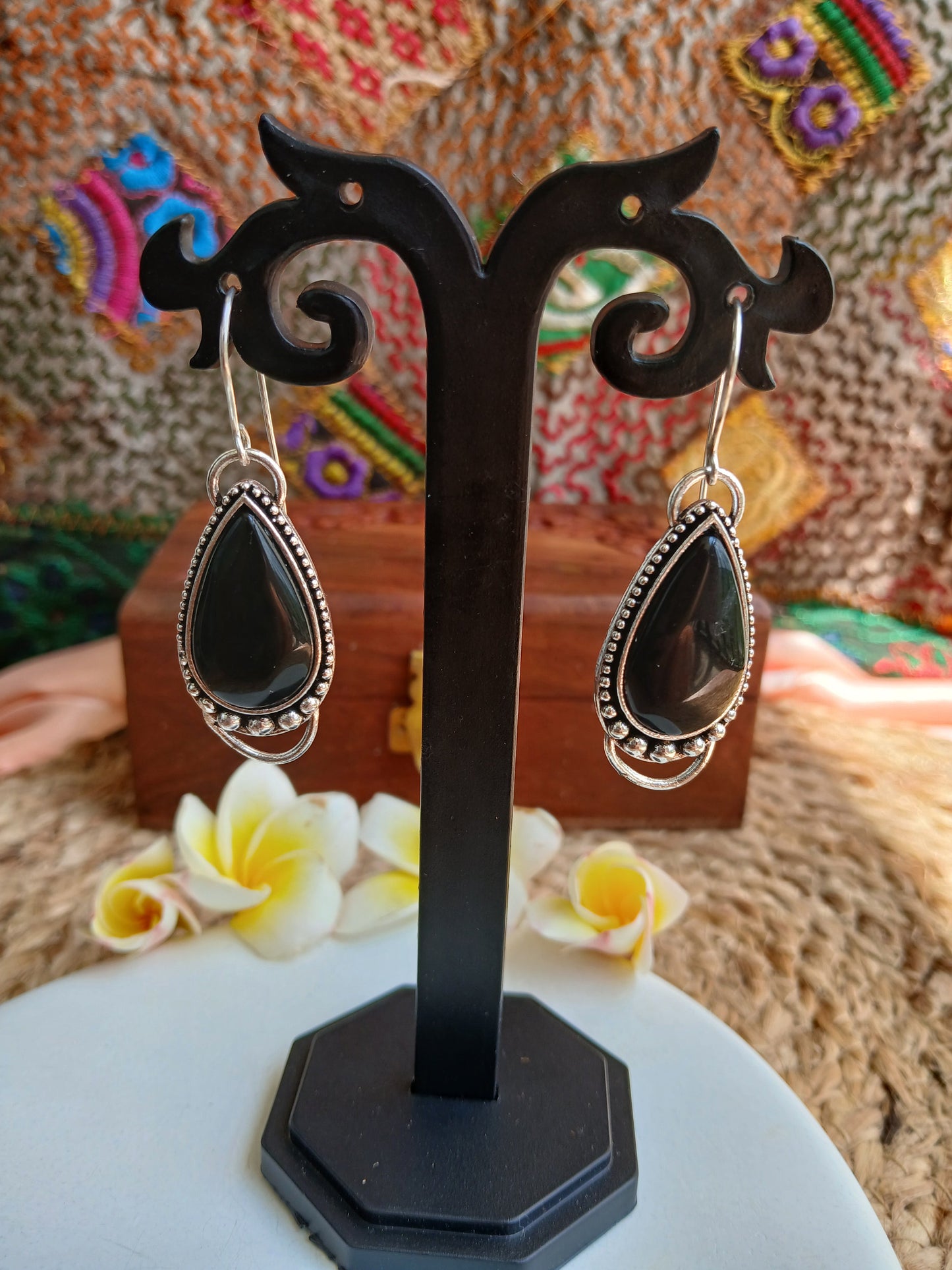 Sara Black Danglers Aadya's Fashion Blings