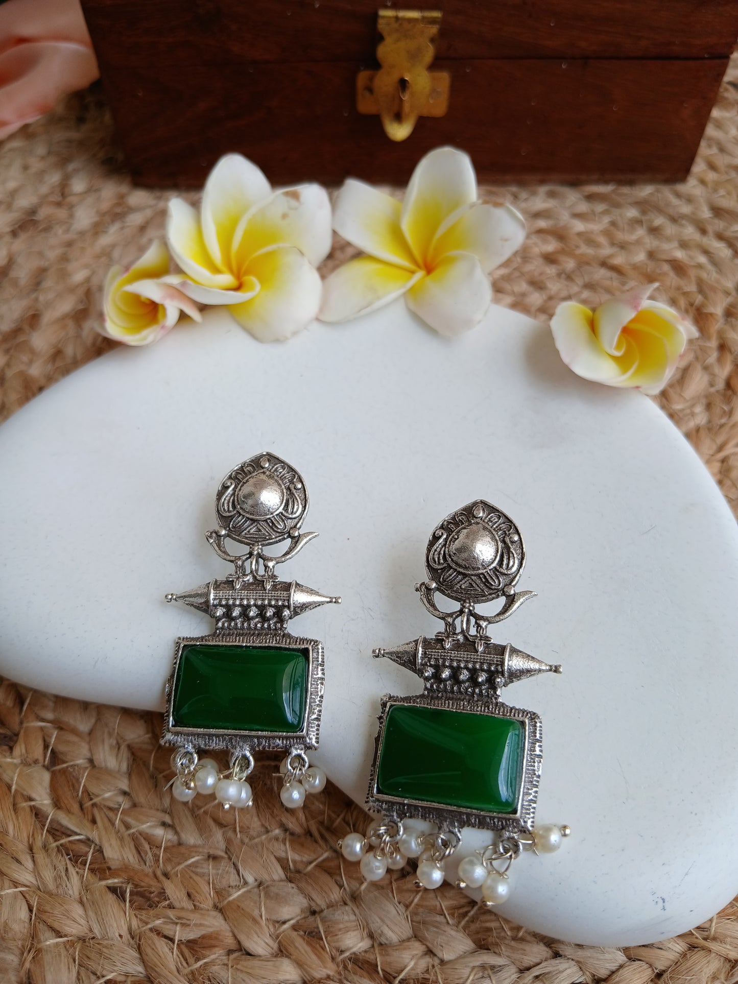 Diya Green Earrings