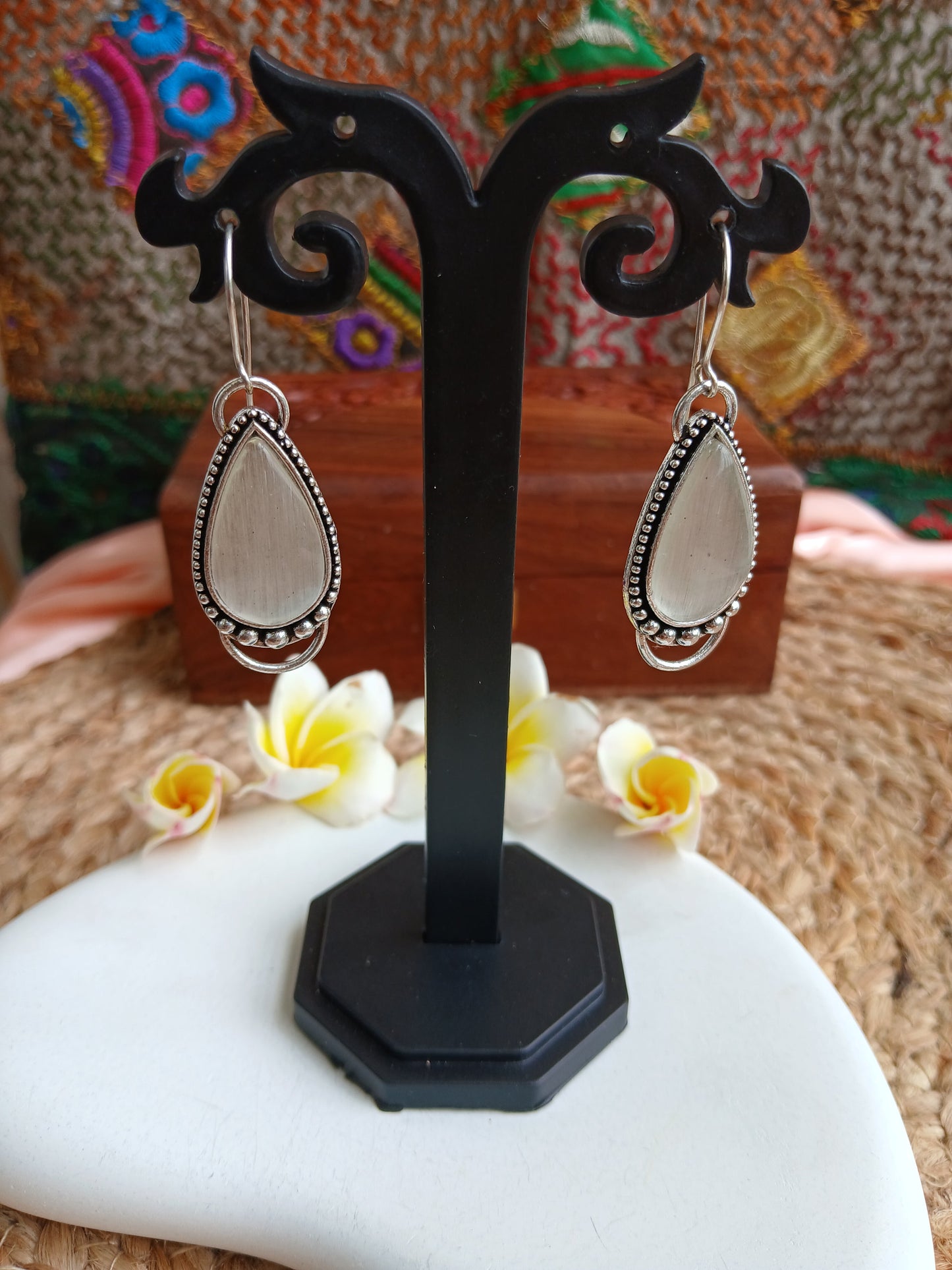 Sara White Danglers Aadya's Fashion Blings
