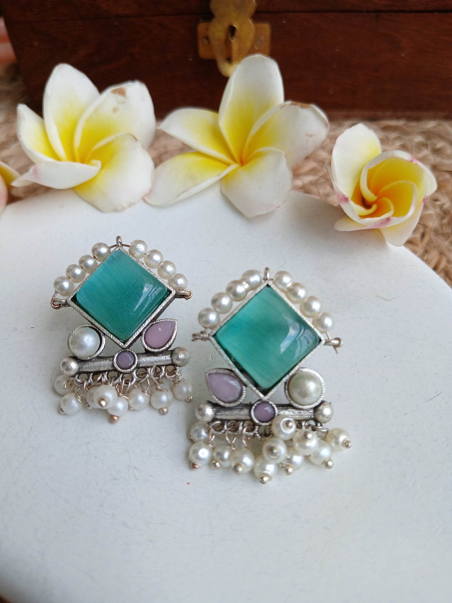 Isha Pink Turquoise Studds Aadya's Fashion Blings