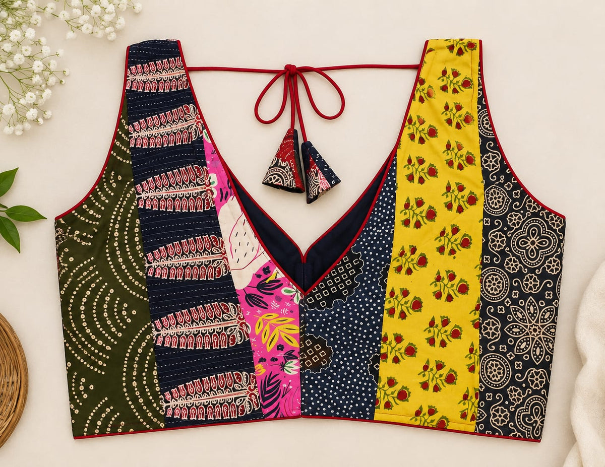 Diksha Multicolour Patchwork Blouse Aadya's Fashion Blings
