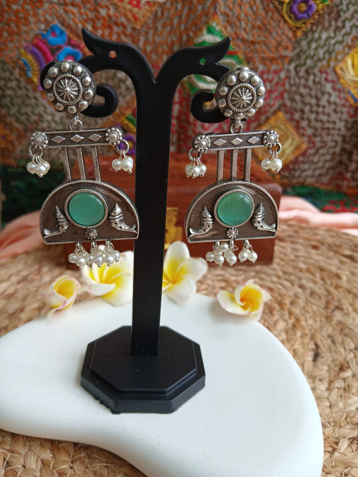 Ritika Turquoise Earrings Aadya's Fashion Blings
