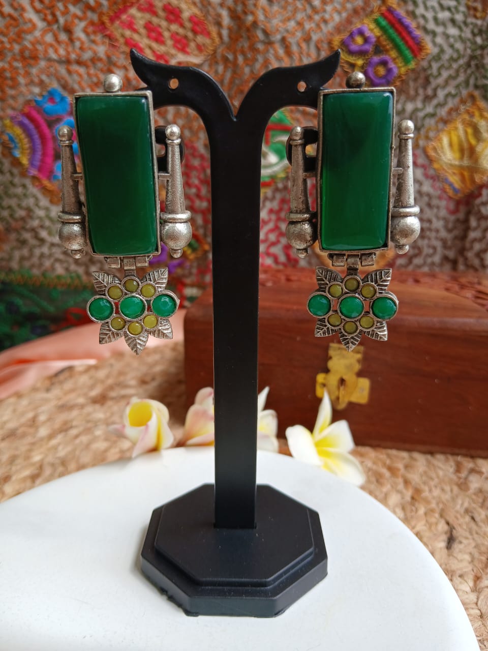 Meera Green Earrings Aadya's Fashion Blings
