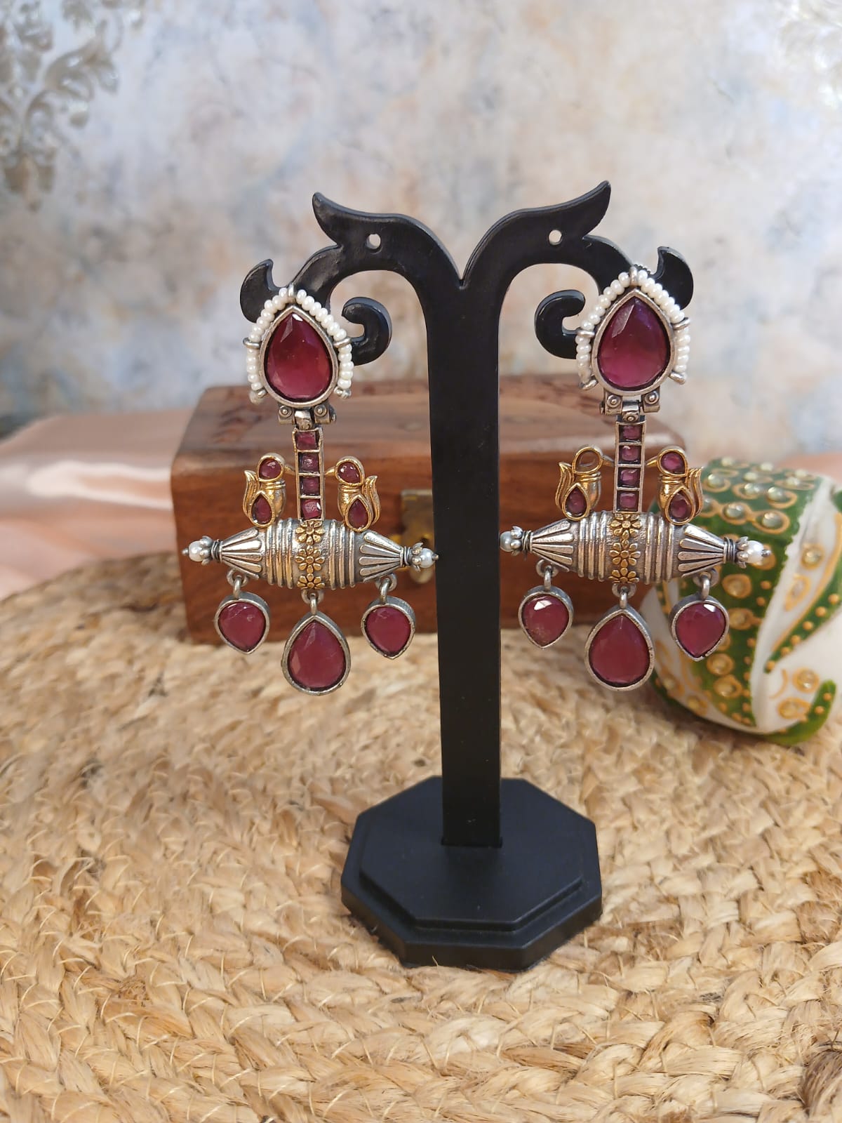 Rukmini Maroon Earrings Aadya's Fashion Blings