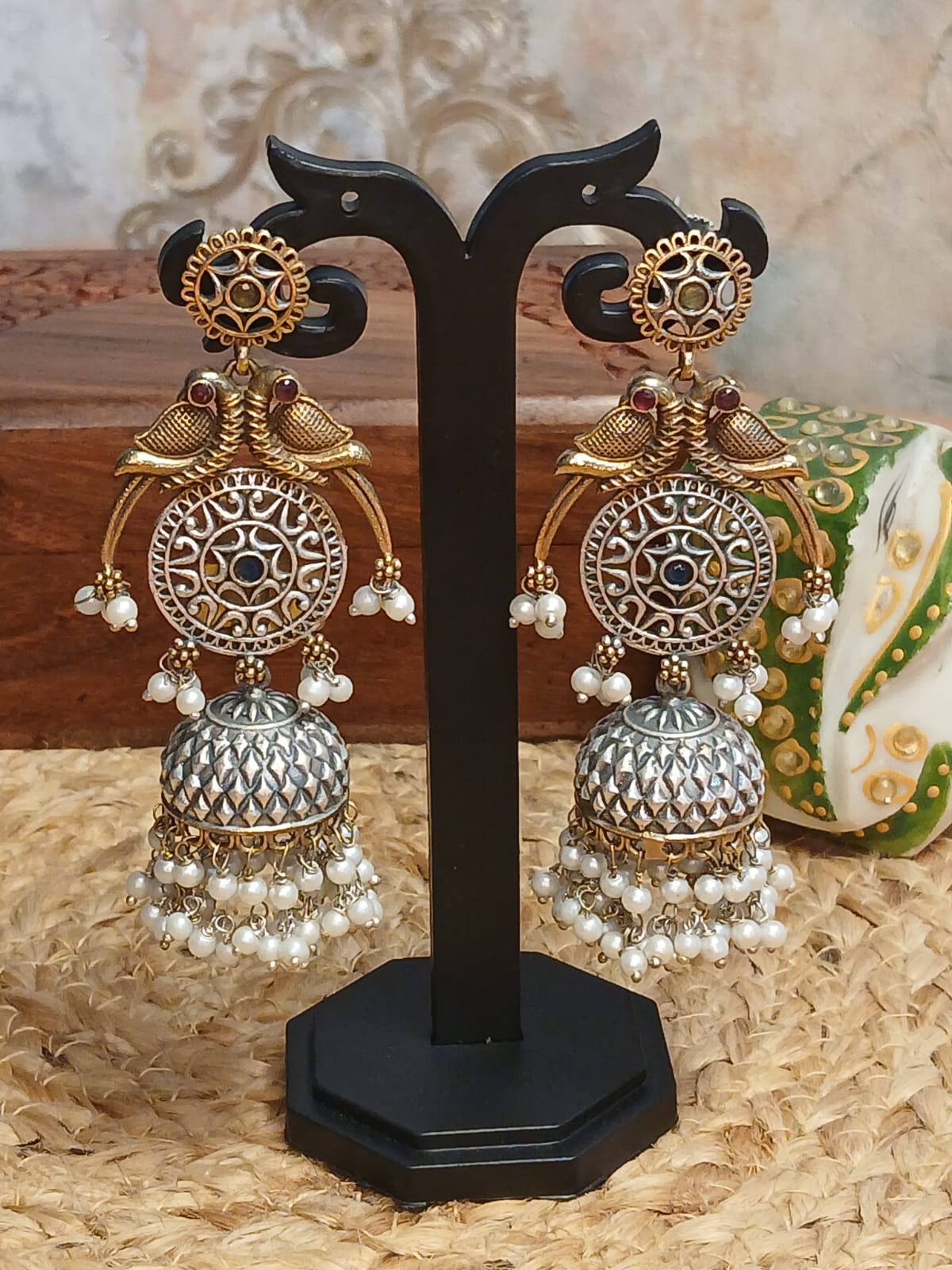 Chandi Multi Colour Jhumkas