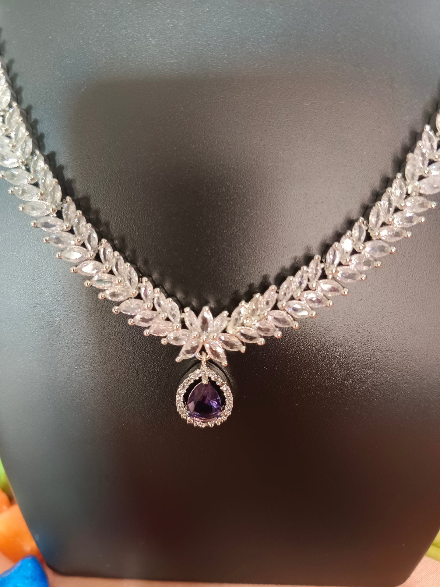 Ananya Purple White Necklace Aadya's Fashion Blings