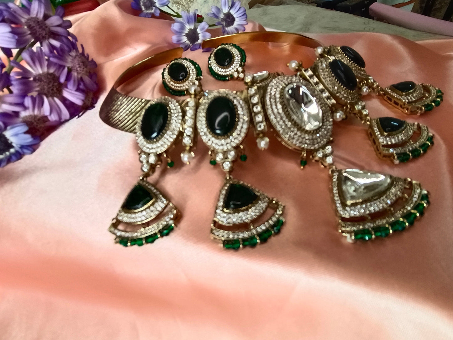 Emerald Swarna Hasli Royale Aadya's Fashion Blings