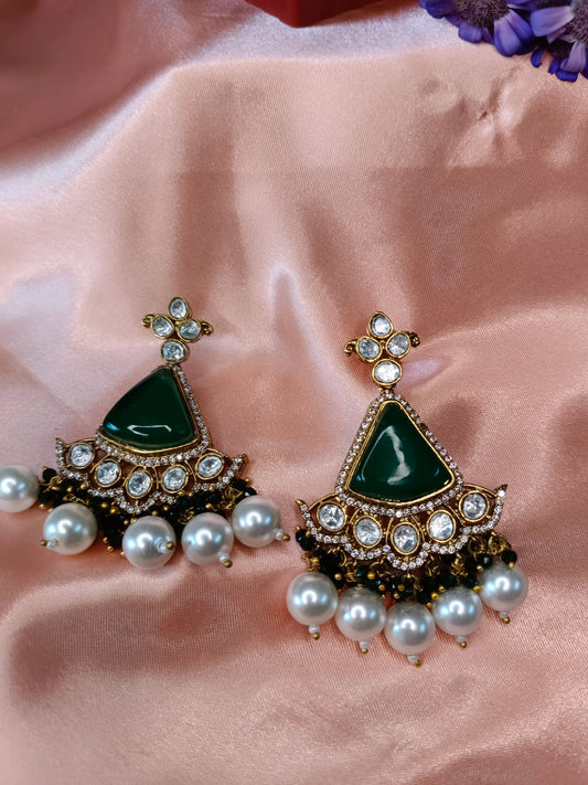 Emerald Mehreen Drops Earrings Aadya's Fashion Blings