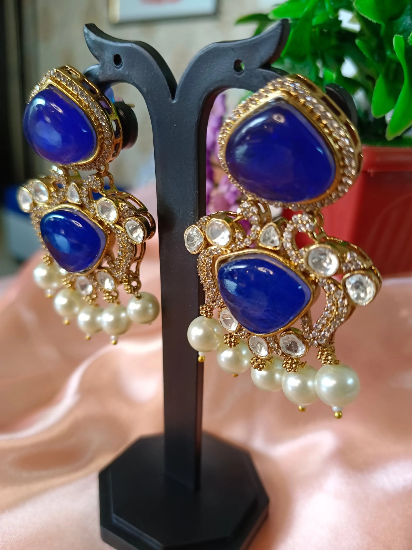 Blue Mirage Moissanite Earrings Aadya's Fashion Blings