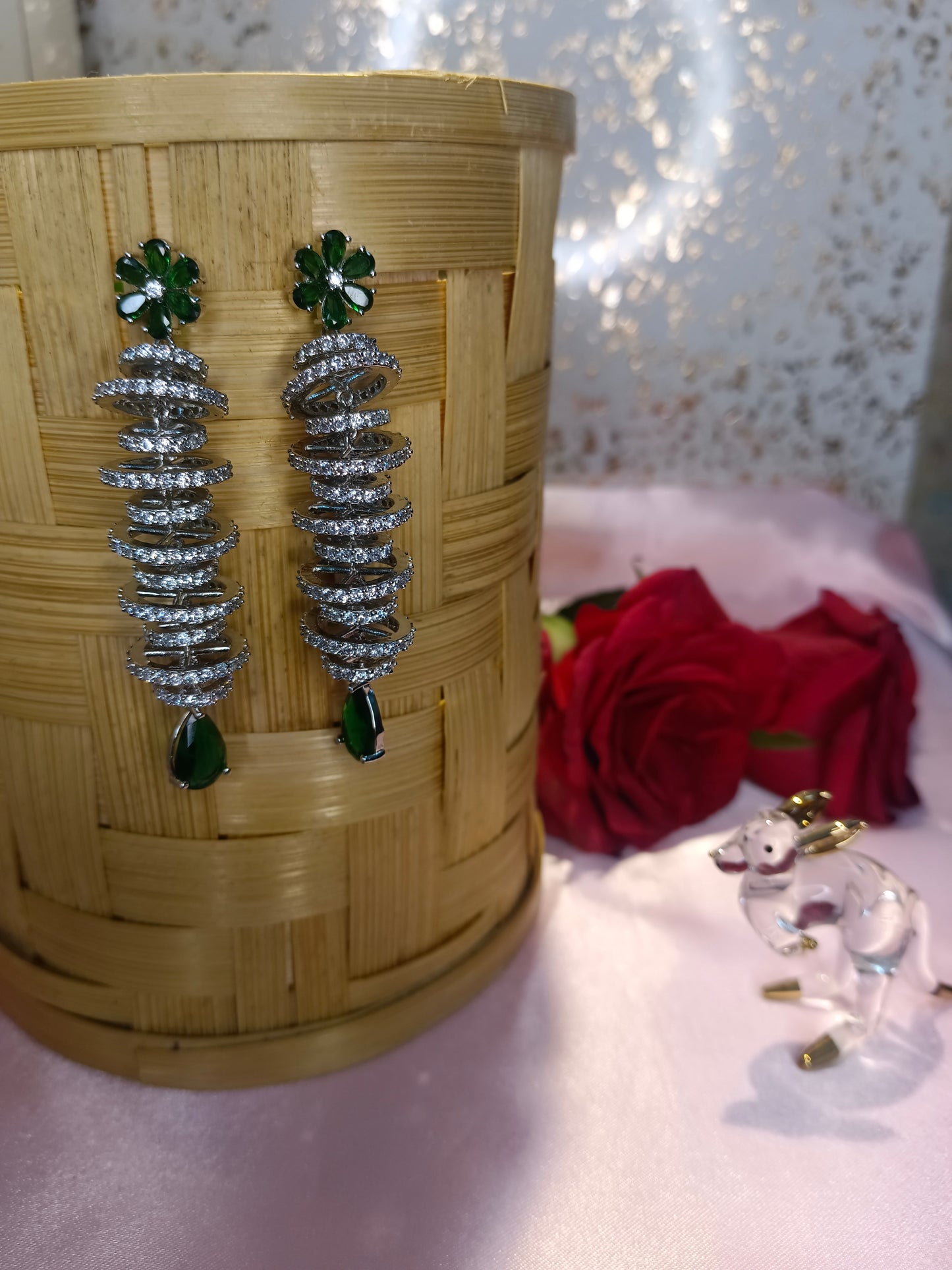 Alisa AD Danglers Green Aadya's Fashion Blings