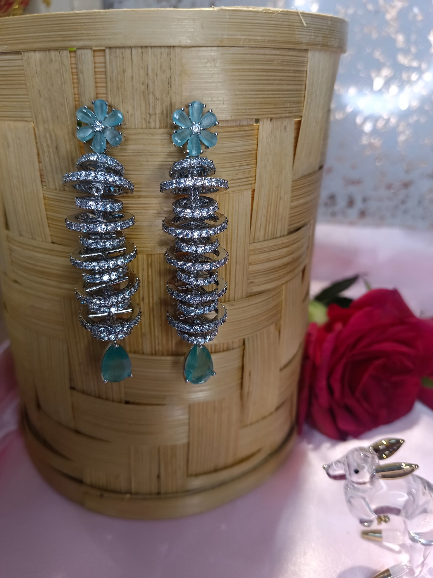 Alisa AD Danglers Turquoise Aadya's Fashion Blings