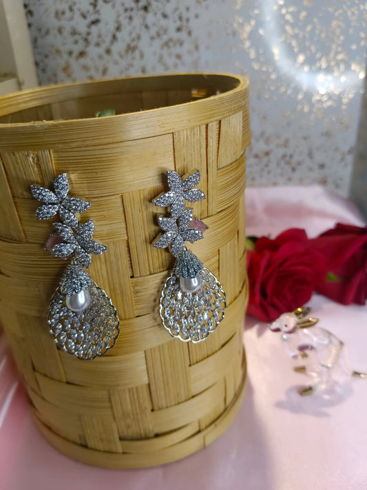Piyu Pink White Earrings Aadya's Fashion Blings