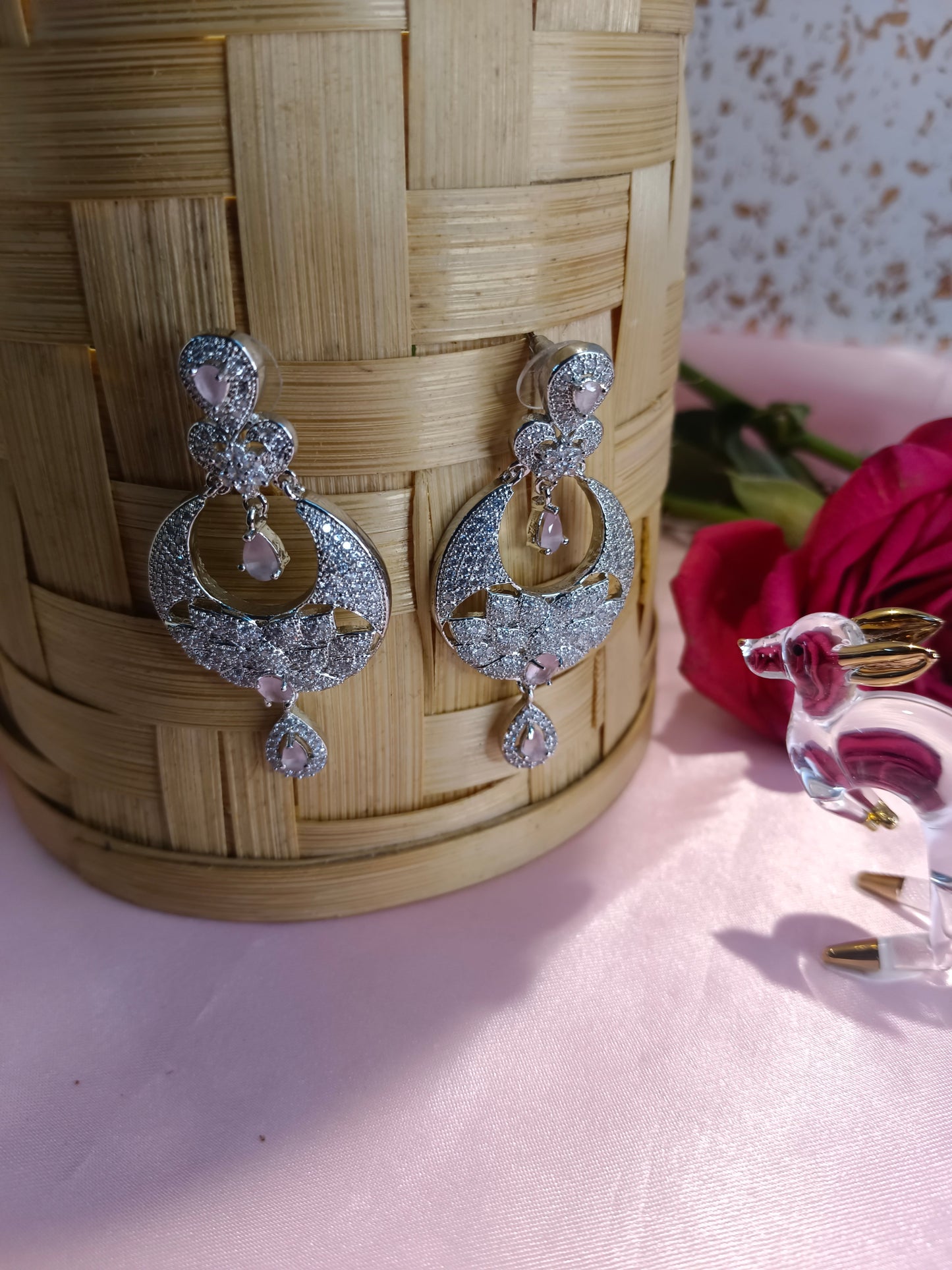 Akansha AD Chandbalis light Pink Aadya's Fashion Blings