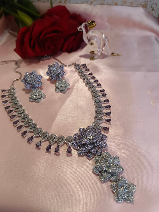 Rose Purple Necklace Aadya's Fashion Blings
