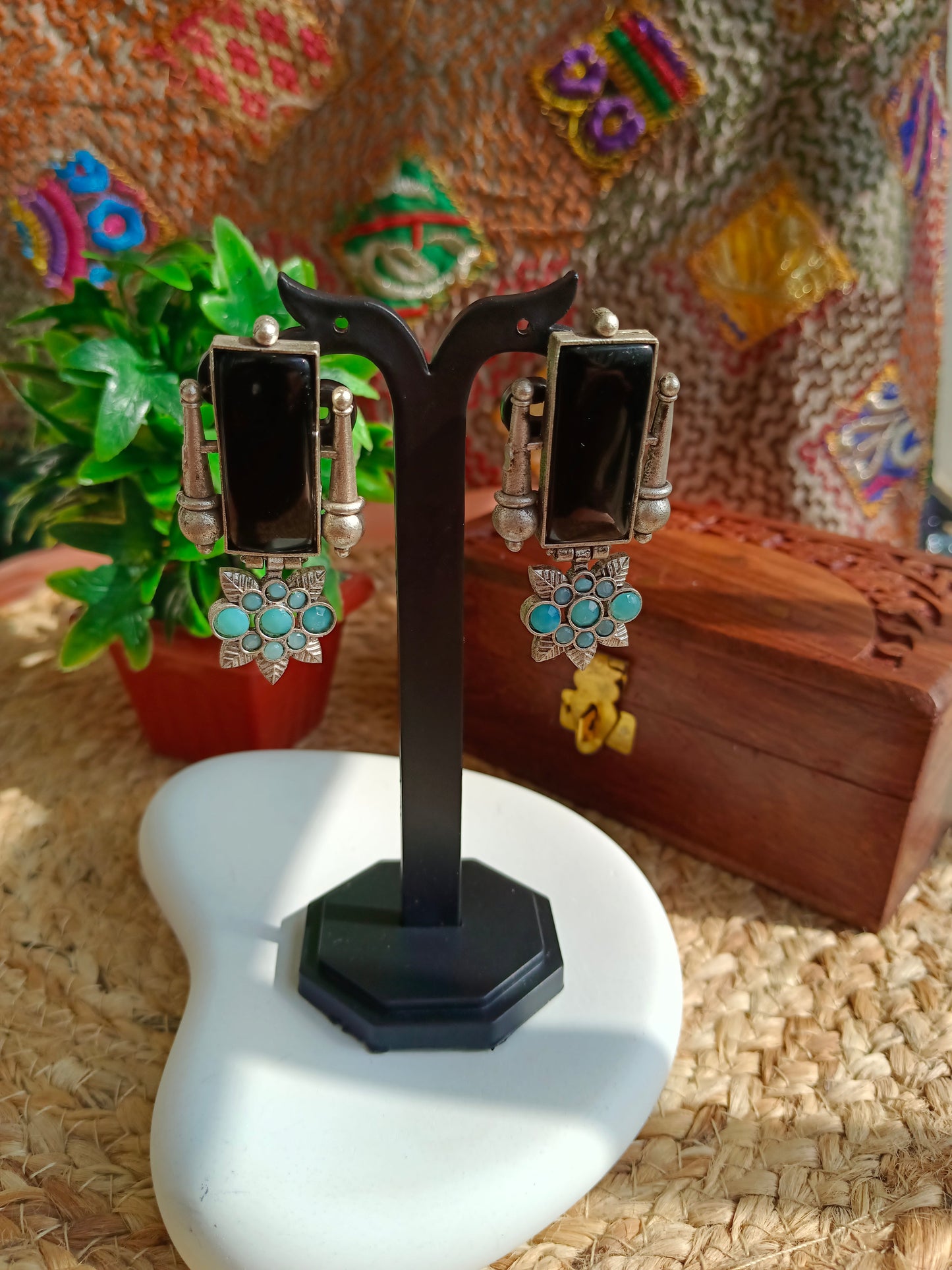 Meera Black Earrings Aadya's Fashion Blings