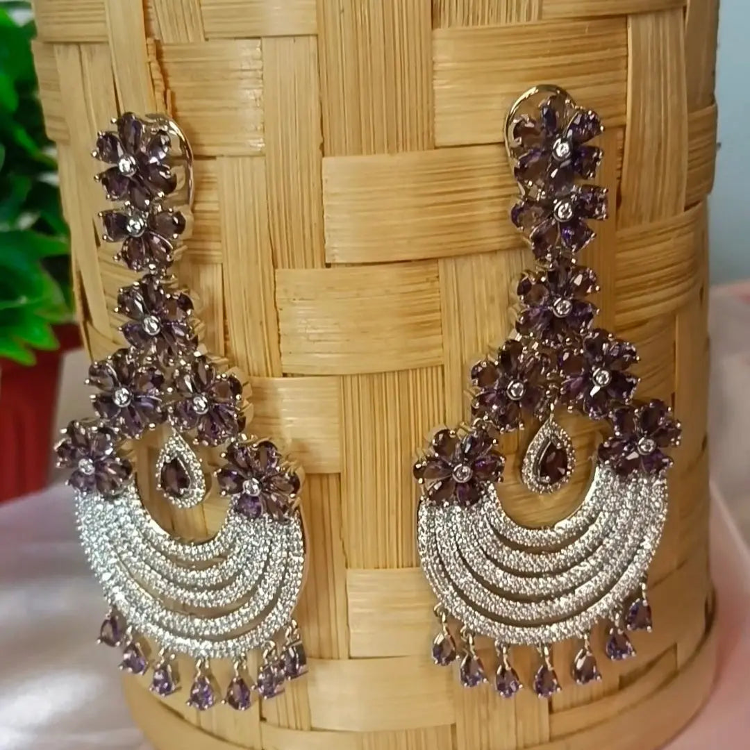 Annie Purple AD Earrings Aadya's Fashion Blings