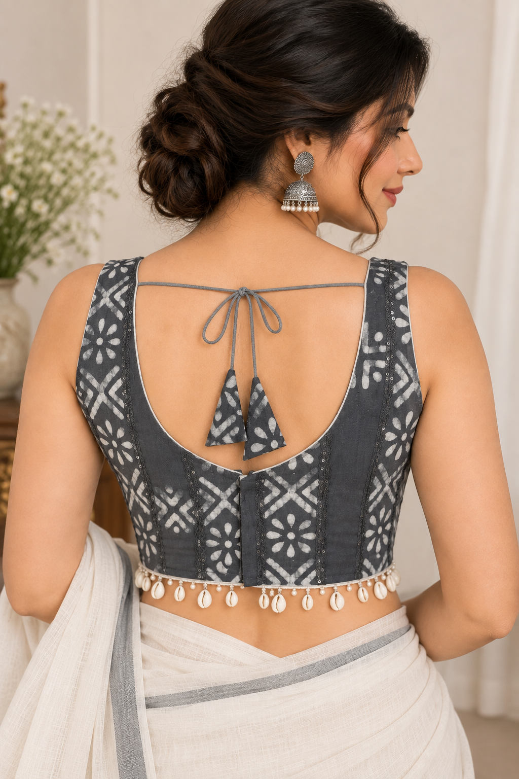 Nishita Grey Blouse - Shells Aadya's Fashion Blings