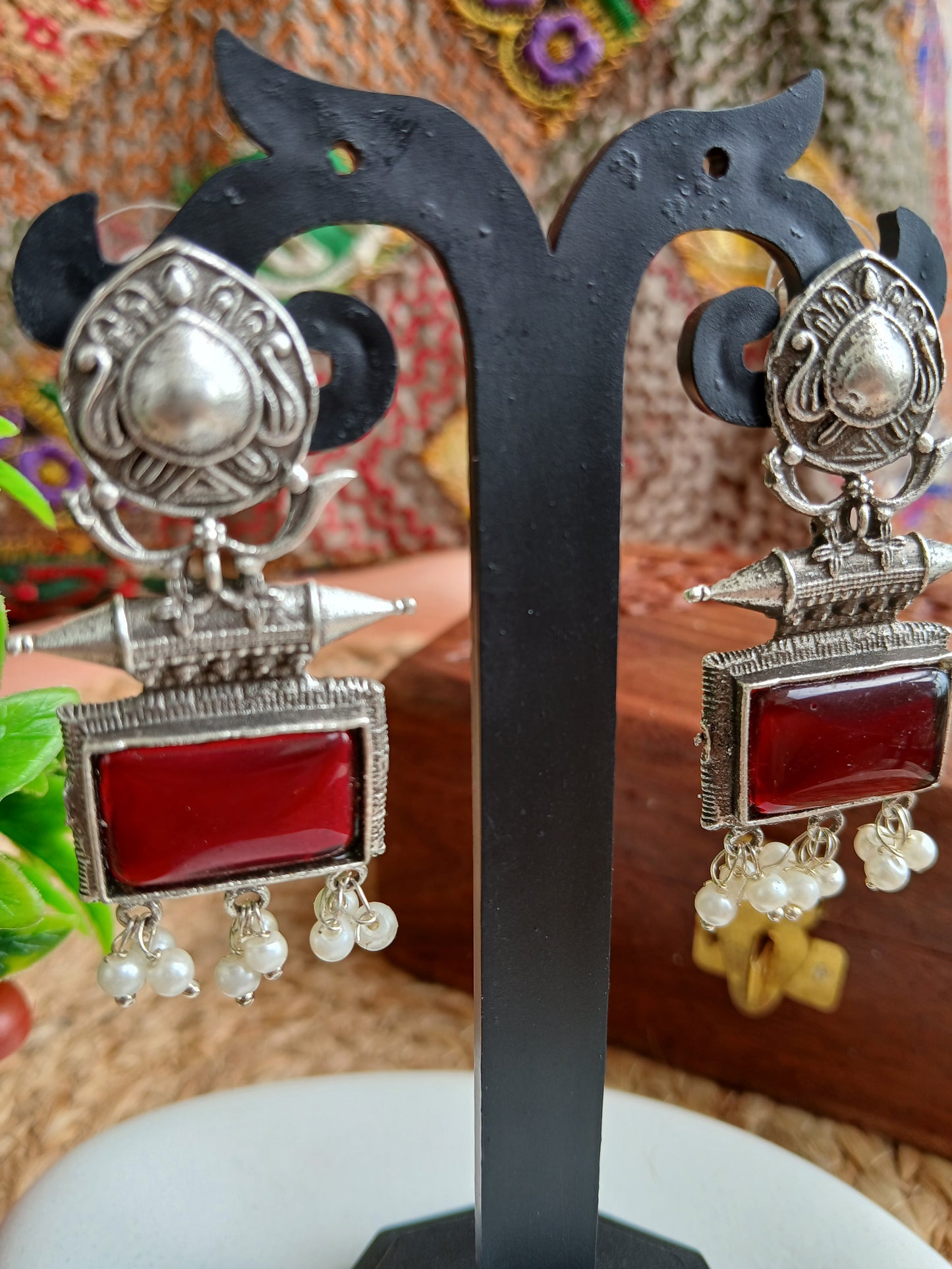 Diya Maroon Earrings