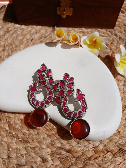 Mayurakriti Maroon Earrings
