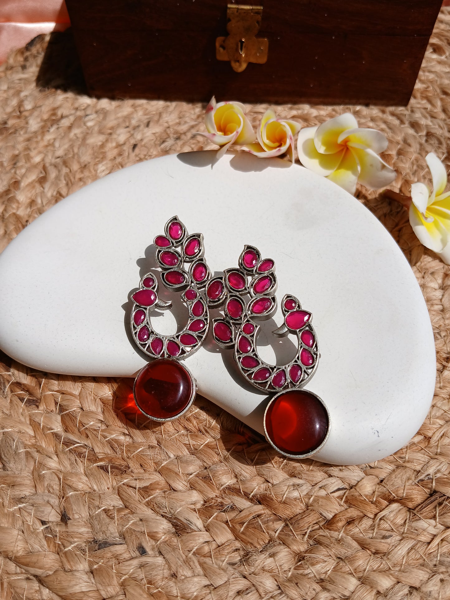Mayurakriti Maroon Earrings