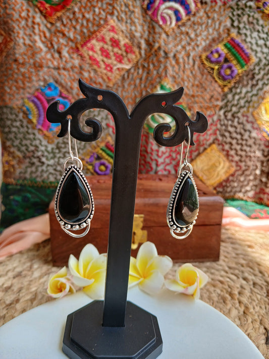Sara Black Danglers Aadya's Fashion Blings