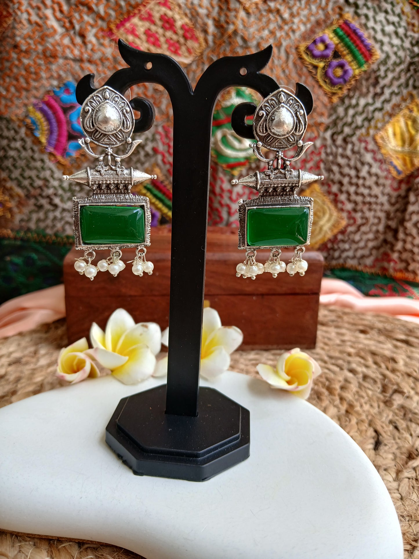 Diya Green Earrings