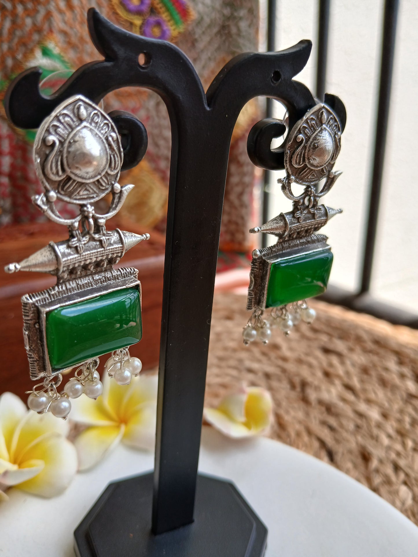 Diya Green Earrings