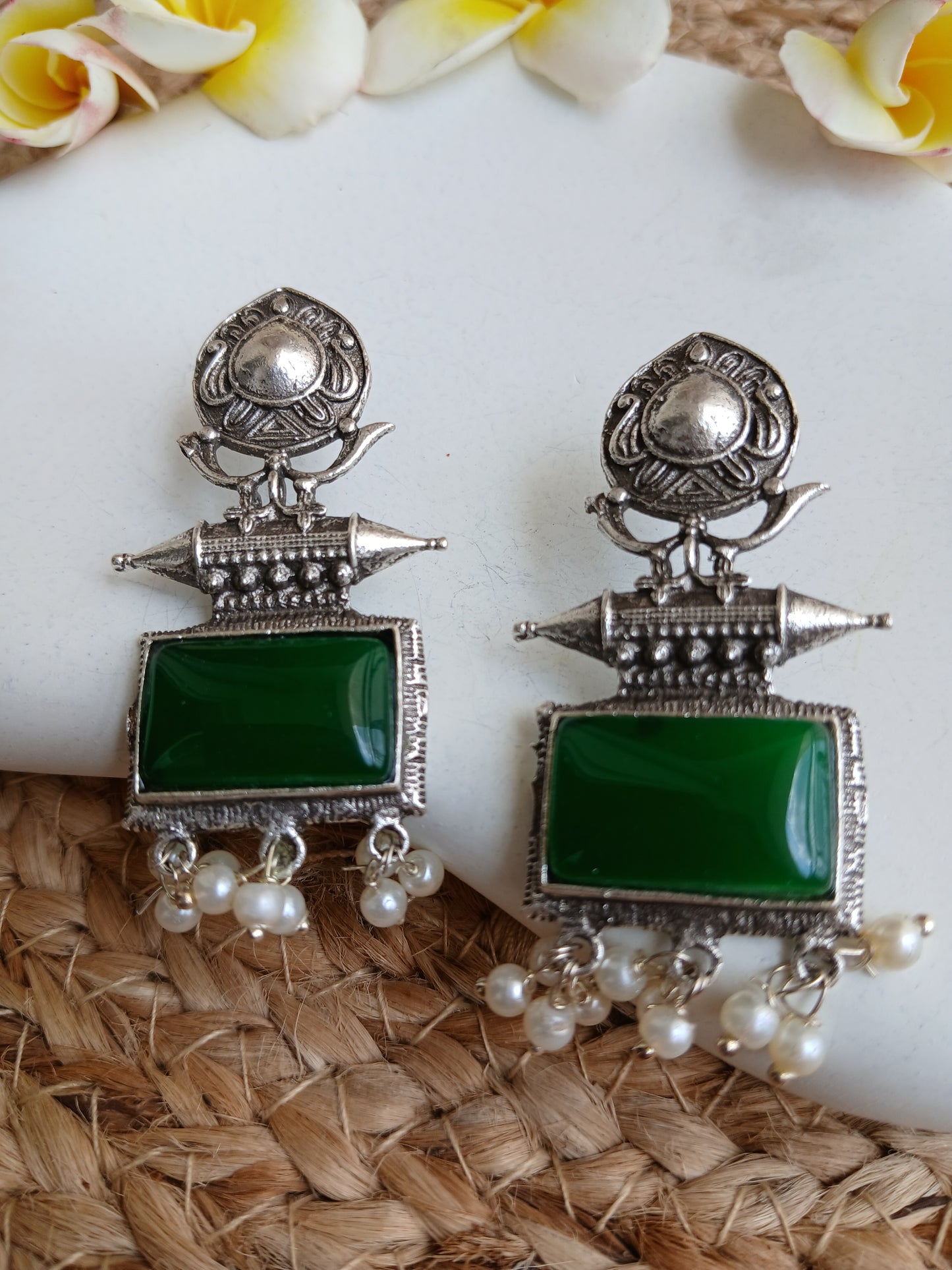 Diya Green Earrings
