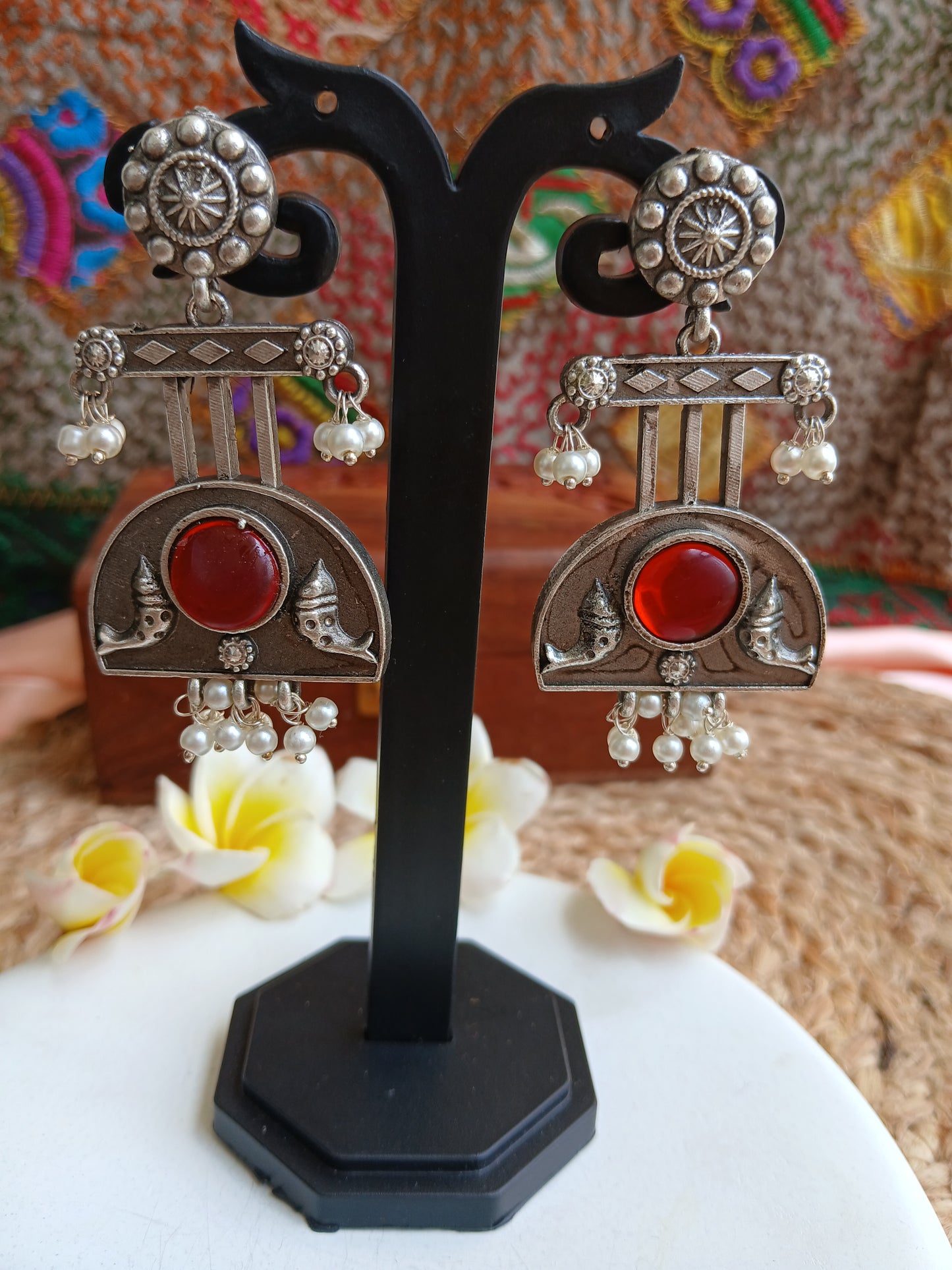 Ritika Maroon Earrings