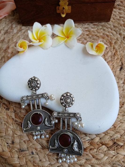Ritika Maroon Earrings Aadya's Fashion Blings