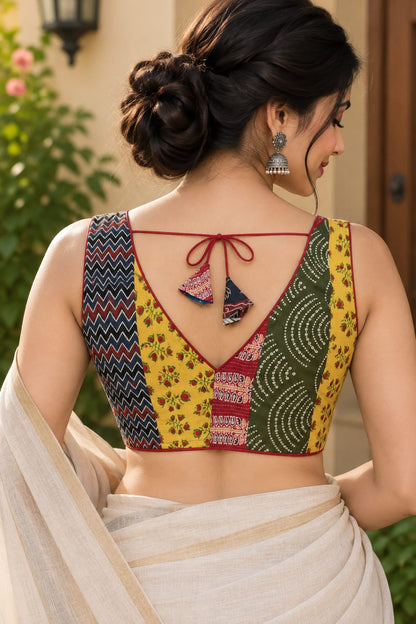 Barkha Multicolour Patchwork Blouse Aadya's Fashion Blings