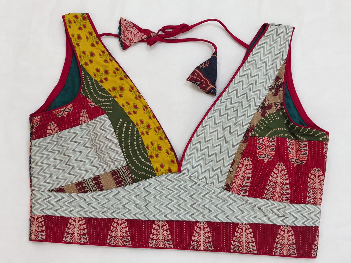 Barkha Multicolour Patchwork Blouse Aadya's Fashion Blings
