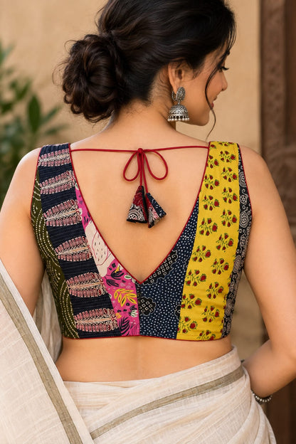 Diksha Multicolour Patchwork Blouse Aadya's Fashion Blings