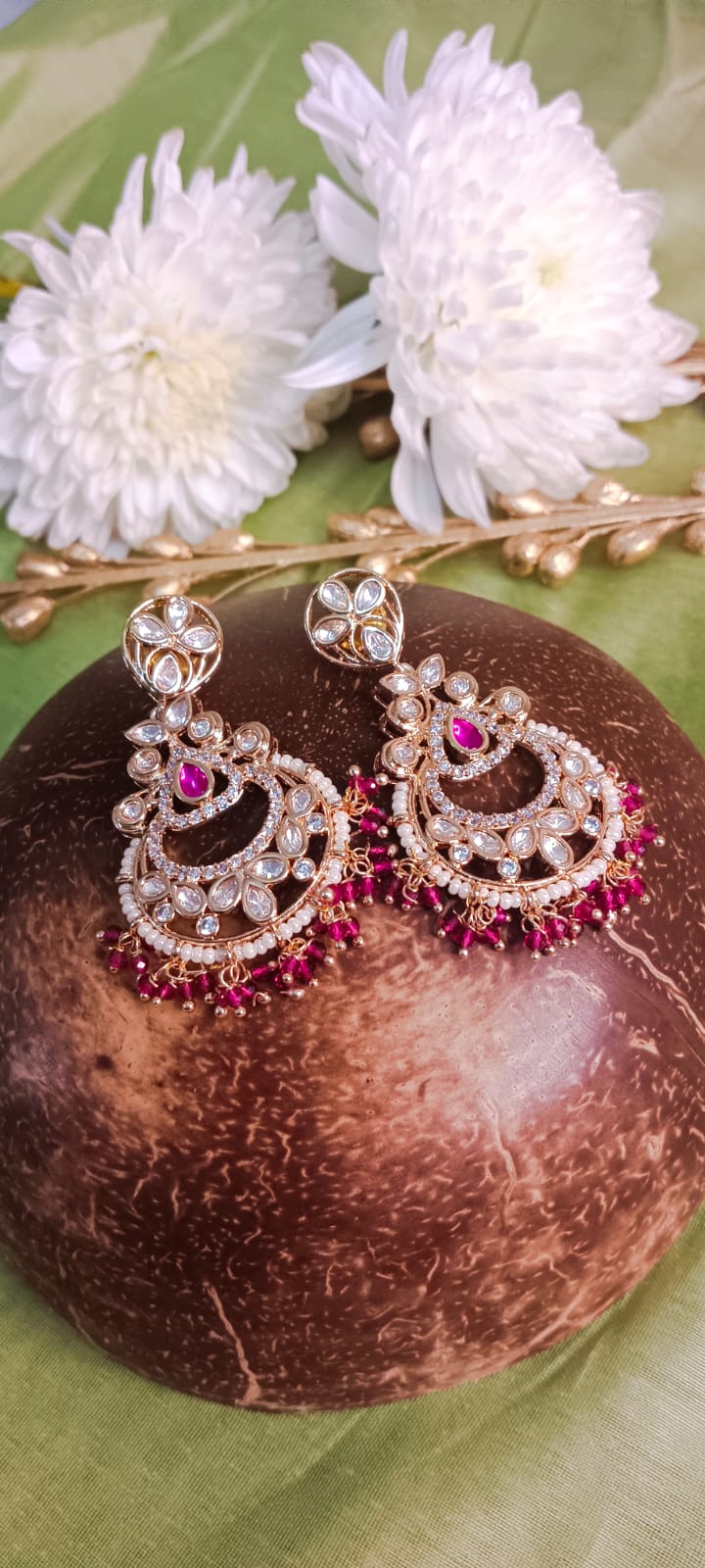 Aashi Pink Kundan Earrings