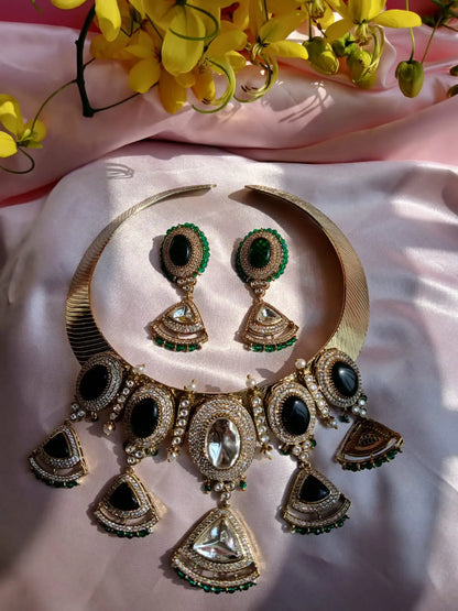 Emerald Swarna Hasli Royale Aadya's Fashion Blings