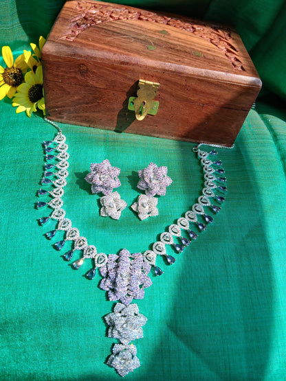 Rose Purple Necklace Aadya's Fashion Blings