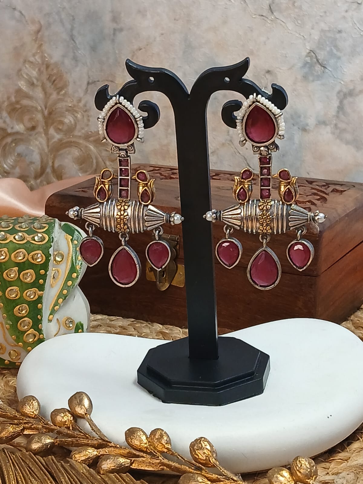 Rukmini Maroon Earrings