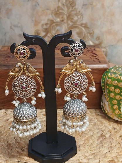 Chandi Maroon Jhumkas Aadya's Fashion Blings