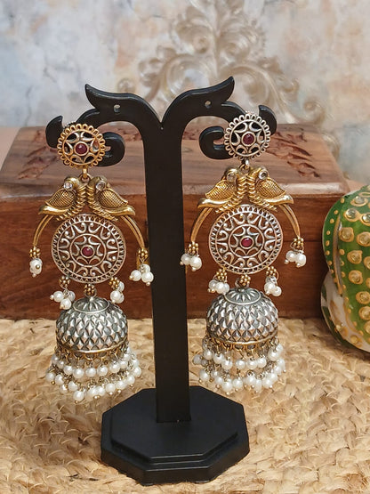 Chandi Maroon Jhumkas Aadya's Fashion Blings