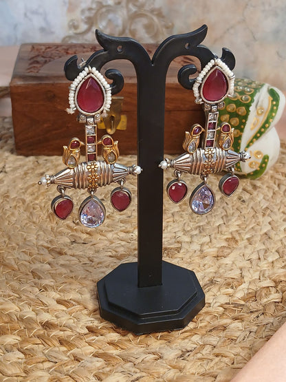 Rukmini Maroon White Earrings Aadya's Fashion Blings