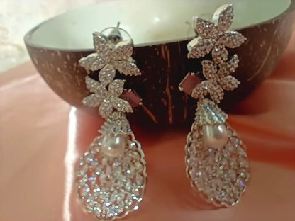 Piyu Pink White Earrings Aadya's Fashion Blings
