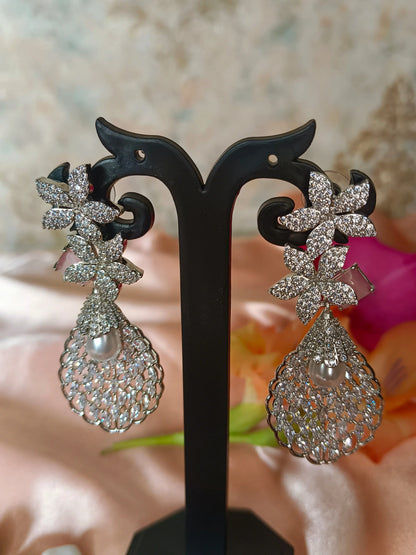 Piyu Pink White Earrings Aadya's Fashion Blings