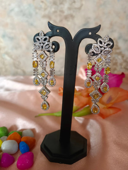 Aarna Yellow White Earrings Aadya's Fashion Blings
