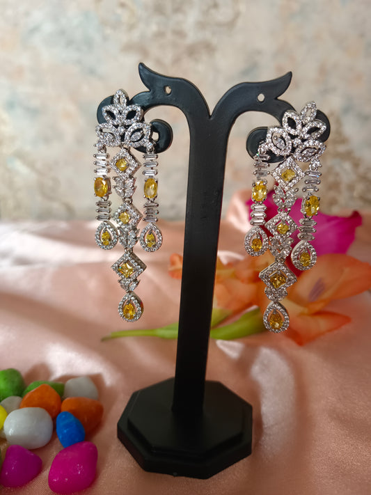 Aarna Yellow White Earrings