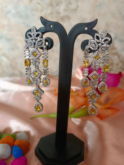 Aarna Yellow White Earrings Aadya's Fashion Blings