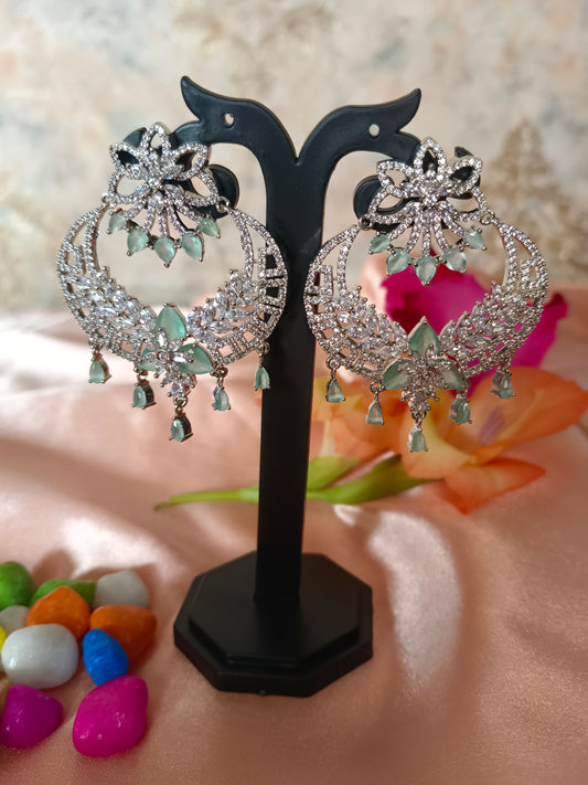 Aahana White Turquoise Chandbalis