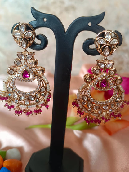 Aashi Pink Kundan Earrings Aadya's Fashion Blings
